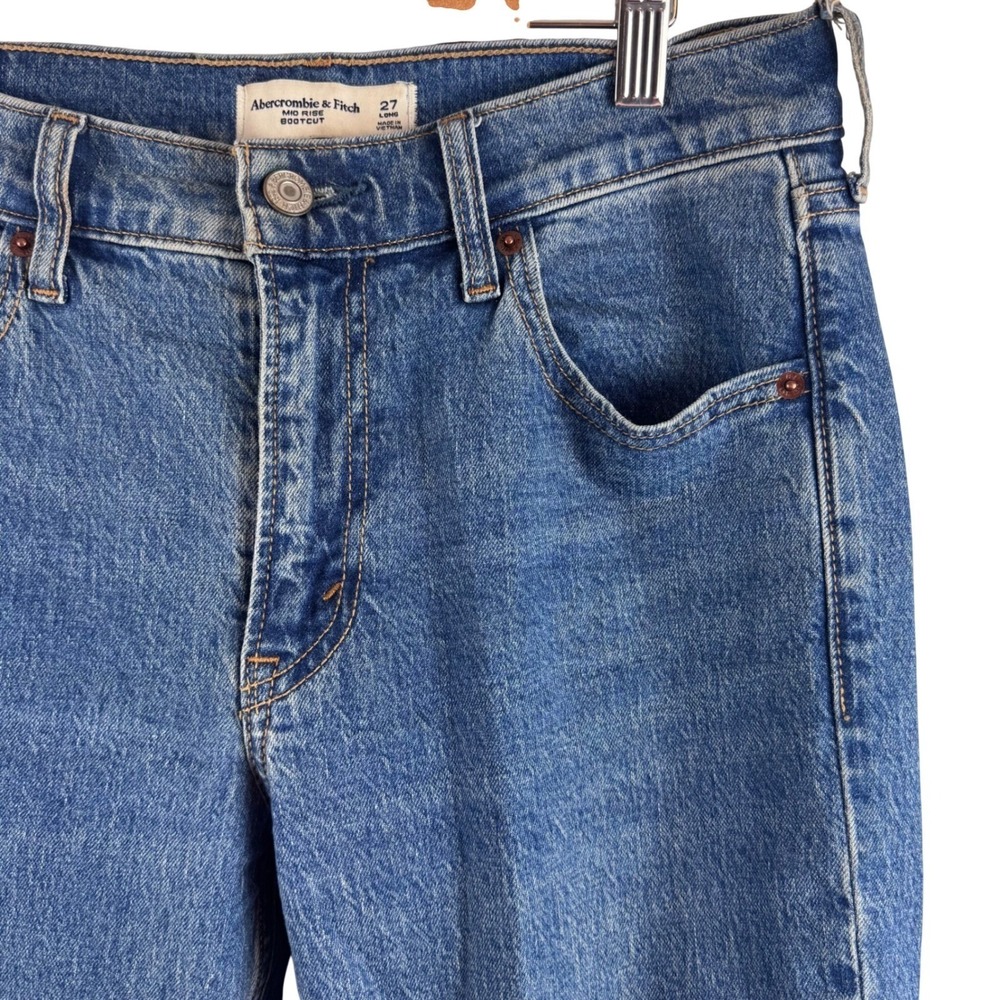 Abercrombie & Fitch Bootcut Jeans Women 27 Long Blue Mid Rise Denim Flared Leg